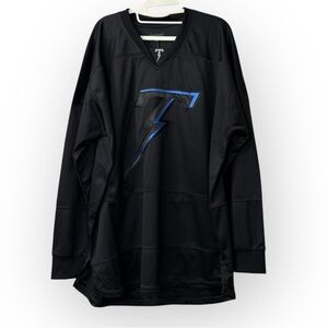 NEW Tackma Men’s Black Long Sleeve‎ Jersey Blue Logo Size XL
